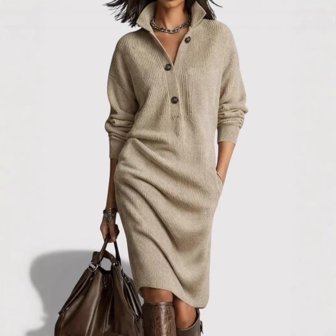 Damen Bequemes Strickkleid mit Knopfdetails – Lunéa