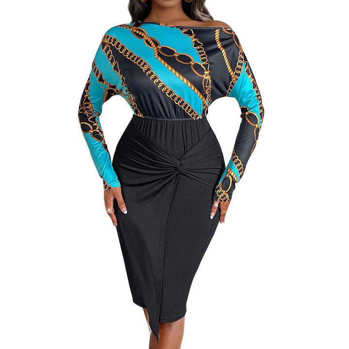 Damen Elegantes Knielanges Kleid mit Drapierungsdetails Echo Archiv