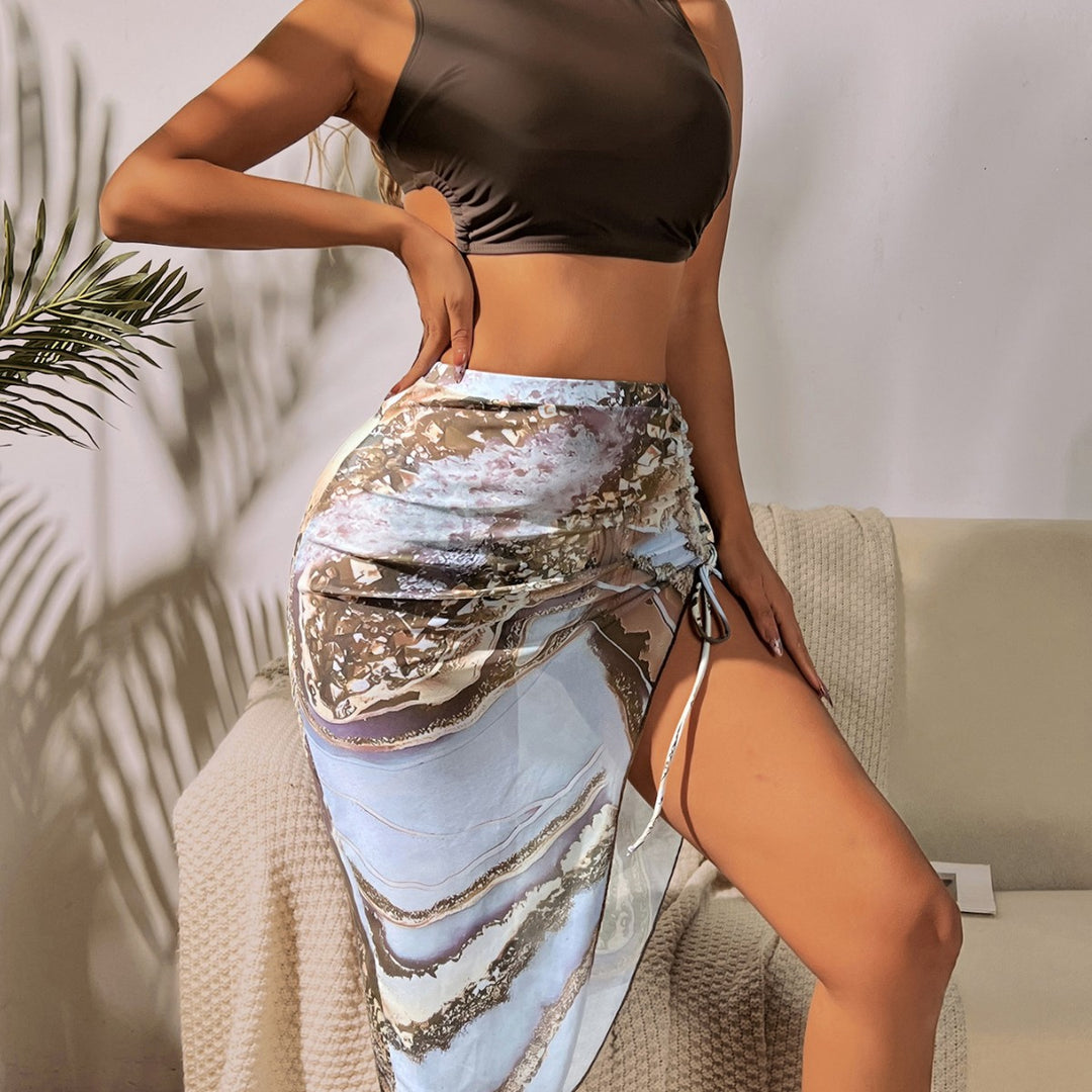Damen Crop-Top und glänzender Wickelrock Echo Archiv
