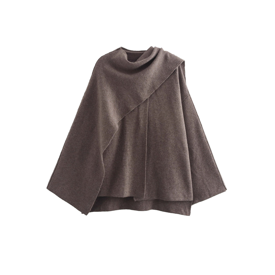 Damen Cape mit asymmetrischem Fall, Stehkragen und Wollmix Echo Archiv