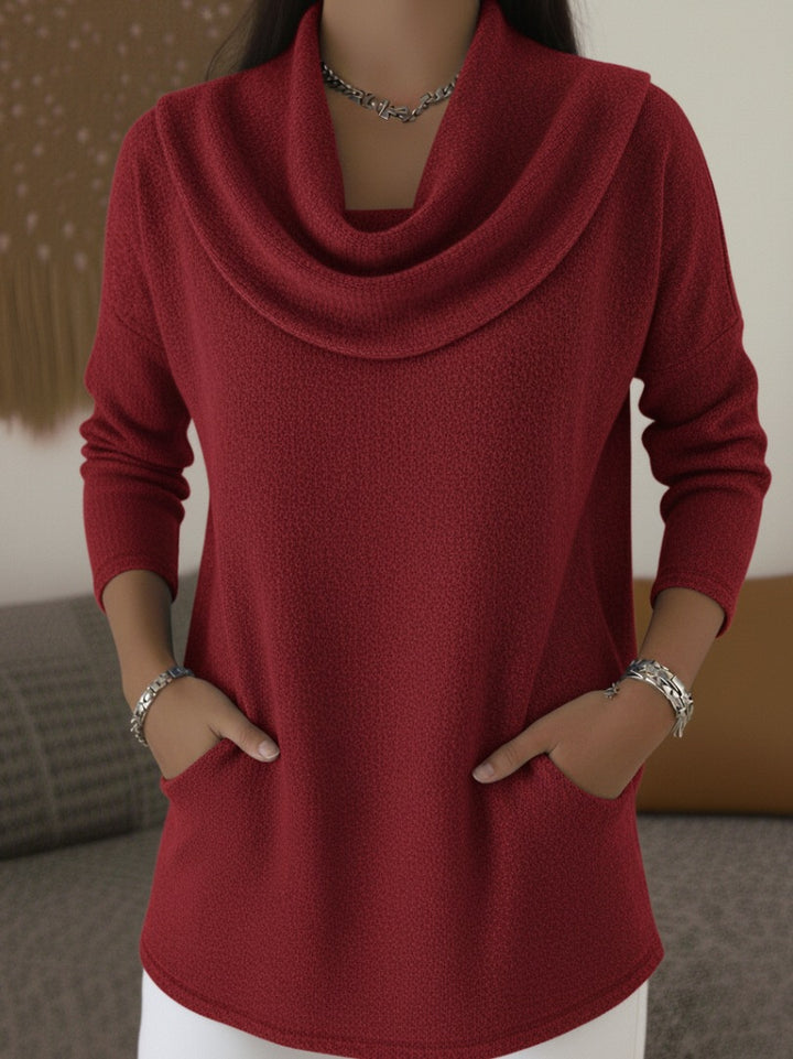 Damen Kuscheliger Feinstrick-Pullover mit Schalkragen und Eingrifftaschen Echoarchiv