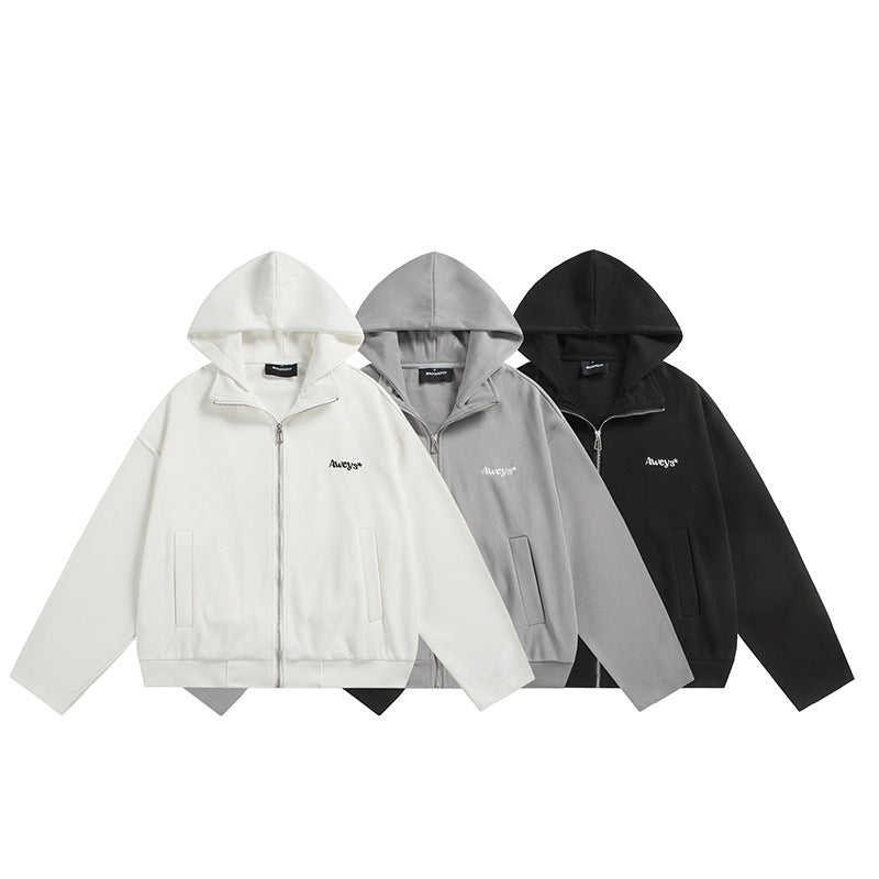 Unisex Oversize-Kapuzenjacke mit Zwei-Wege-Reißverschluss, geradem Saum und dezentem Logo-Emblem Echoarchiv