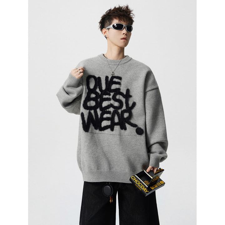 Damen Oversized Sweater mit grafischem Statement Echoarchiv