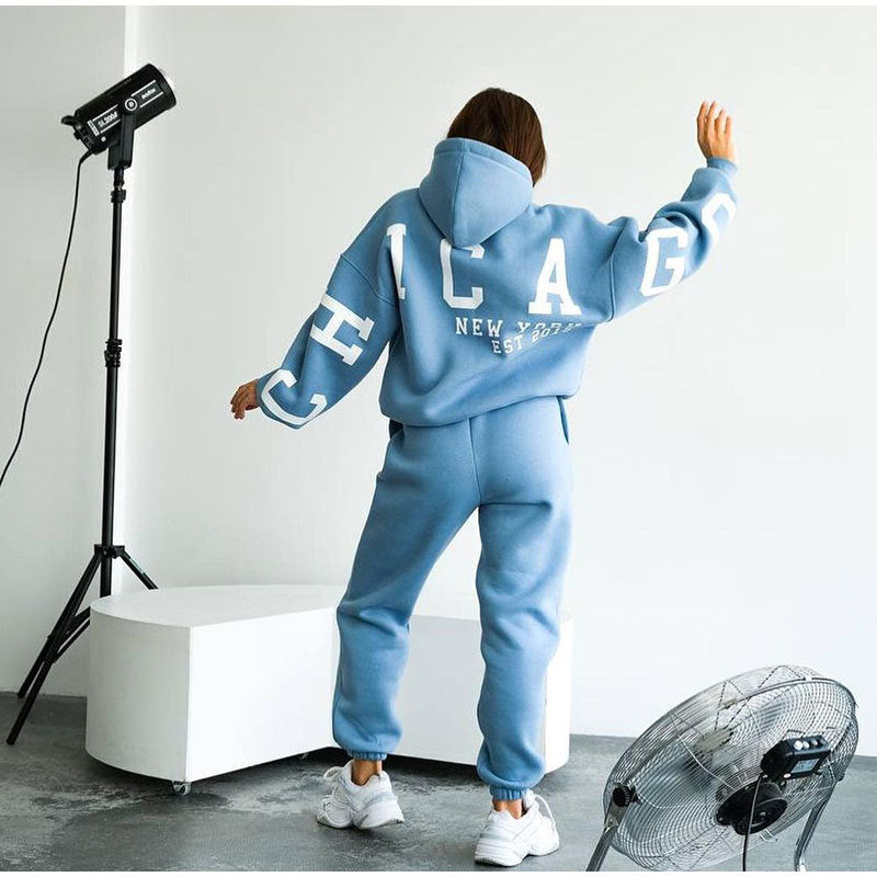 Damen Lässiger Oversize-SwEchoarchivtanzug mit Kapuze und elastischem Bund Echoarchiv