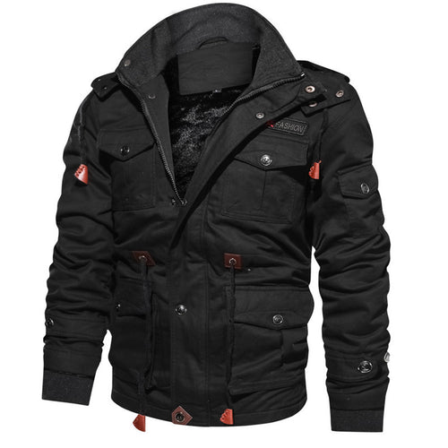 Herren Thermo-gefütterte Canvas-Feldjacke mit Kapuze und Multifunktionstaschen Echoarchiv