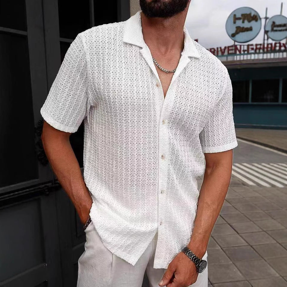 Herren lässiges Hemd mit strukturiertem Design Echoarchiv