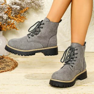 Damen nan Schnür-Stiefelette in Veloursoptik mit warmem Innenfutter, gepolstertem Schaft und robuster Profilsohle Echo Archiv