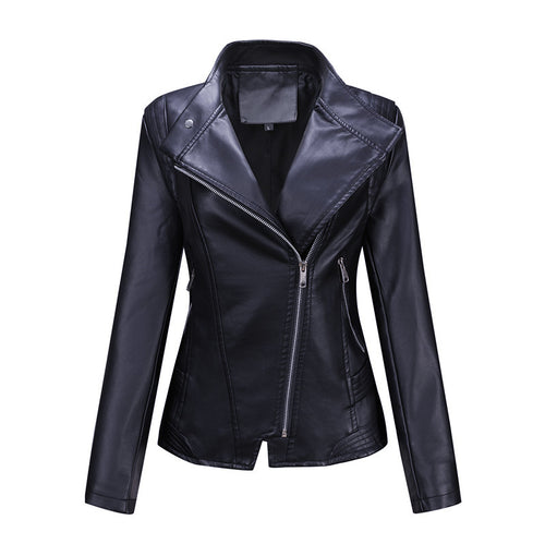 Damen Figurnahe Bikerjacke aus Kunstleder mit asymmetrischem Reißverschluss und taillierendem Schnitt Echoarchiv