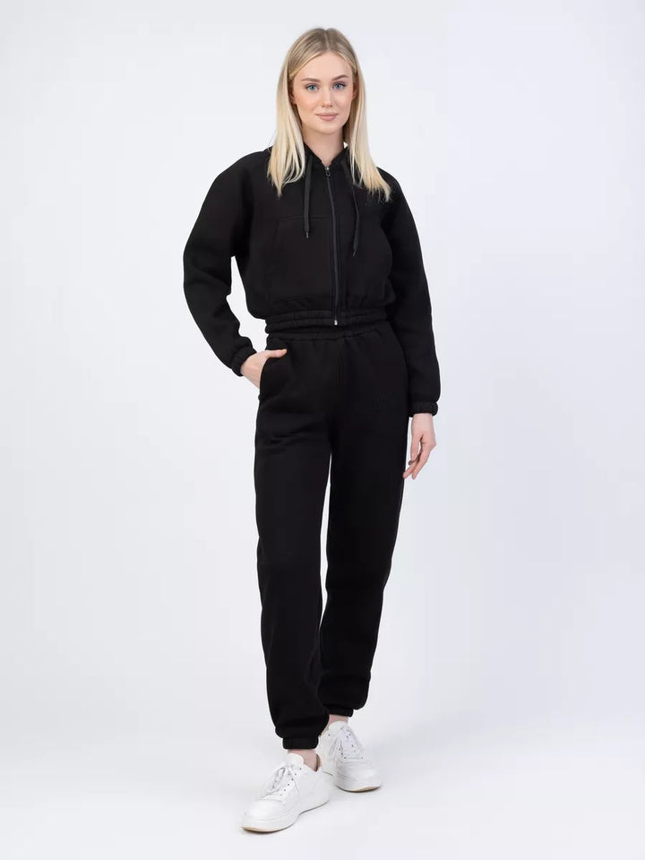 Damen Gekürztes Zip‑Hoodie mit elastischer High‑Waist Jogginghose – Auréline
