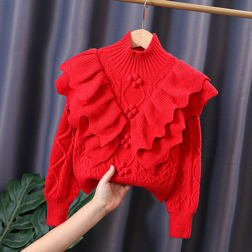 Damen Strickpullover mit voluminösen Rüschendetails Echo Archiv