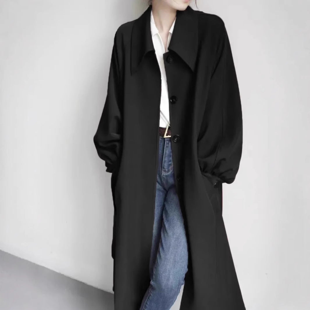 Damen Lange modische Jacke mit großem Kragen Echoarchiv