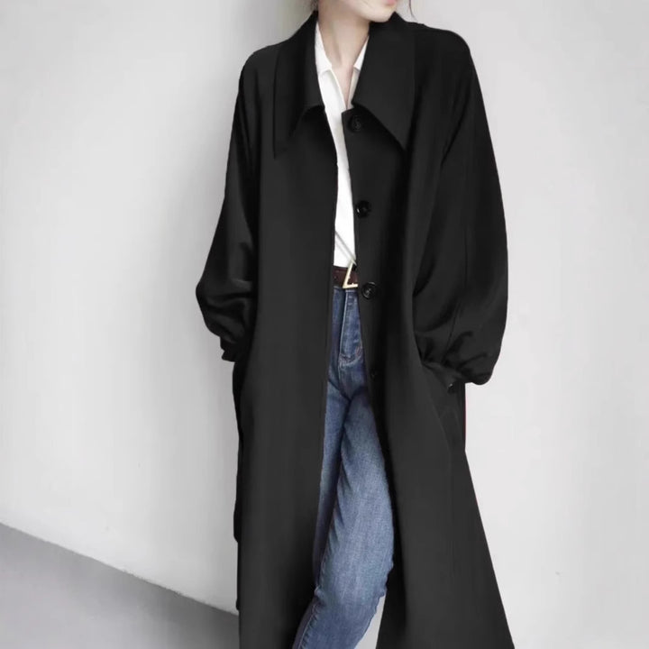 Damen Lange modische Jacke mit großem Kragen Echoarchiv