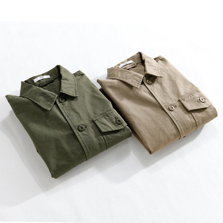 Herren Relaxed-Fit Baumwoll-Overshirt mit Brustpatte und Hemdkragen Echoarchiv