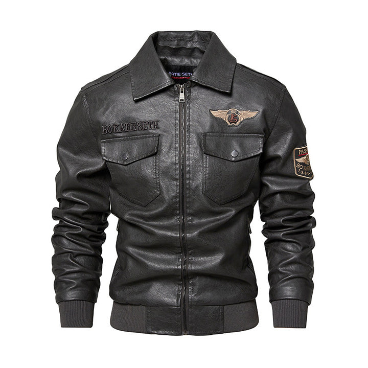 Herren Lässige Kunstlederjacke mit weichem Teddyfutter Echo Archiv