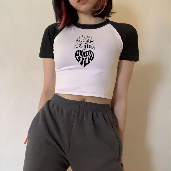 Damen Crop-Top mit motivierendem Schriftzug und lässigem Schnitt Echo Archiv