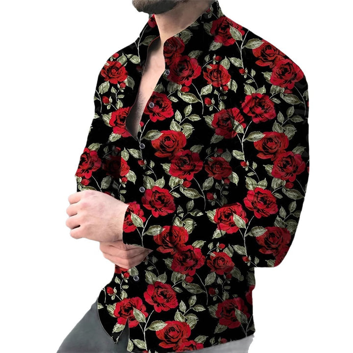 Herren Hemd mit floralen Rosenmotiven Echoarchiv