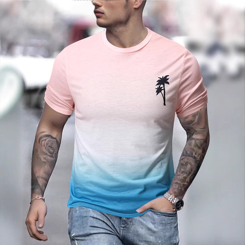 Herren T-Shirt mit modernem Farbverlauf und Palmenstickerei Echoarchiv