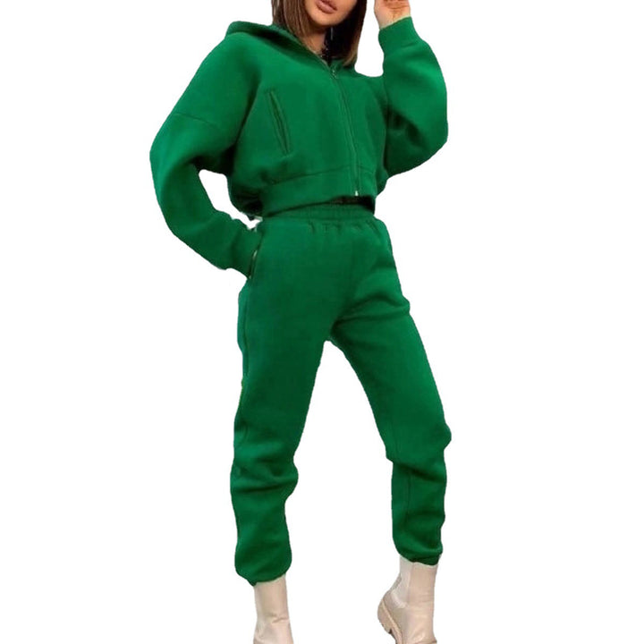 Damen komfortabler Oversize-Zweiteiler Jogginganzug mit Kapuzenhalbzip, elastischem Highwaist-Bund und Kängurutaschen – Auréline