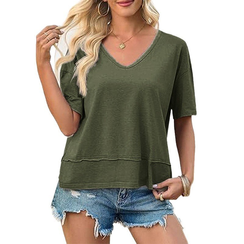 Damen lässiges V-Ausschnitt Oversized T-Shirt Echoarchiv
