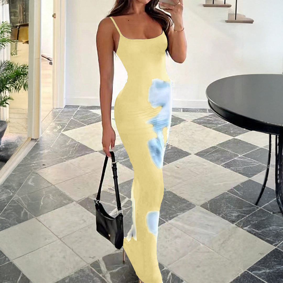 Damen Elegantes Lang-Kleid mit floralen Akzenten Echo Archiv