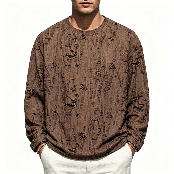 Herren Oversize-Sweatshirt mit ausgefranstem Look und strukturierter Rippoptik Echo Archiv