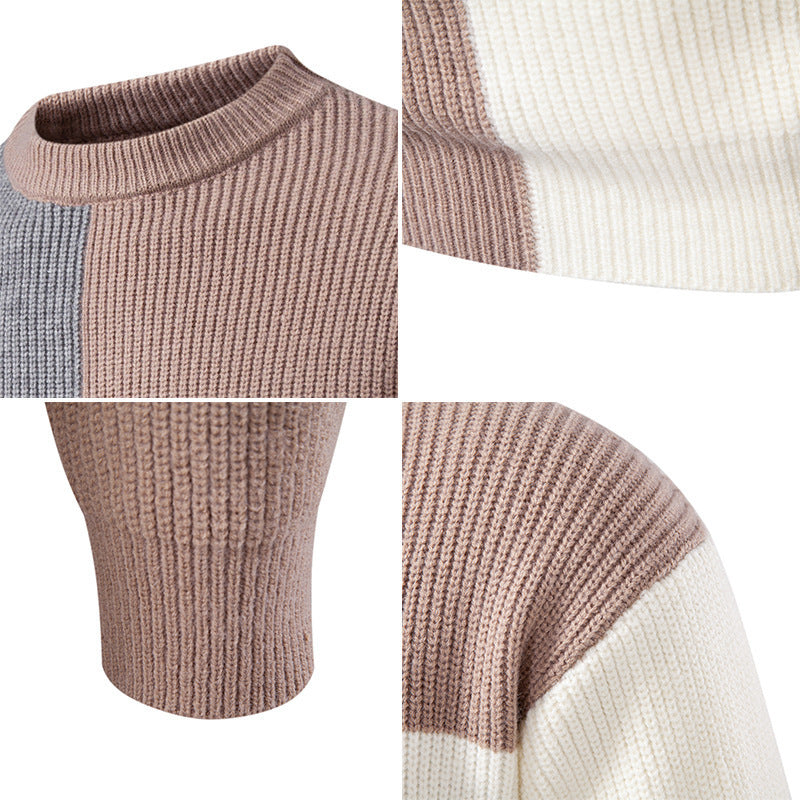 Herren farbenfroher Strukturpullover mit modernem Schnitt und Rundhalsausschnitt Echoarchiv