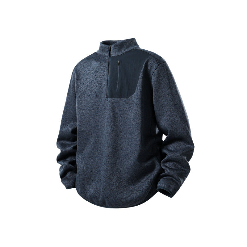 Herren Fleece-Halbzip-Pullover mit Stehkragen, Brustreißverschlusstasche und Relaxed-Fit Echo Archiv