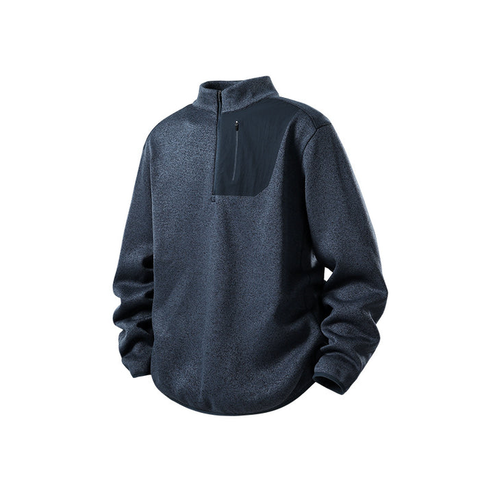 Herren Fleece-Halbzip-Pullover mit Stehkragen, Brustreißverschlusstasche und Relaxed-Fit Echo Archiv