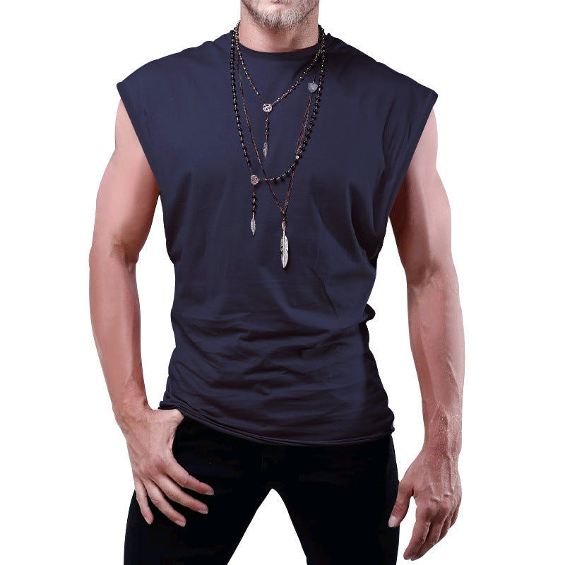 Herren nan tailliertes ärmelloses Muskelshirt aus Baumwollmix mit breiten Schulterpartien Echo Archiv