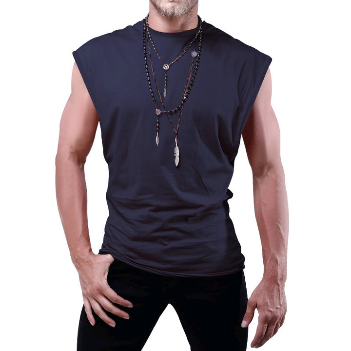 Herren nan tailliertes ärmelloses Muskelshirt aus Baumwollmix mit breiten Schulterpartien Echo Archiv