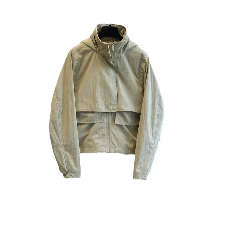 Damen Modische Übergangsjacke mit hohem Kragen und praktischen Taschen Echoarchiv