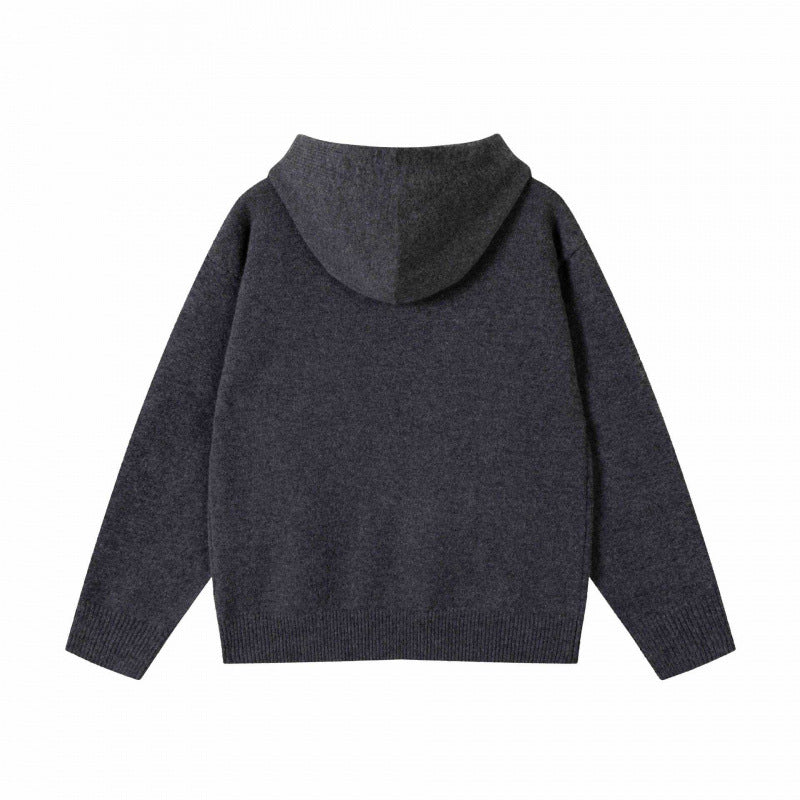 Unisex Oversize-Feinstrick-Kapuzenpullover mit Raglanärmeln und geripptem Saum Echo Archiv
