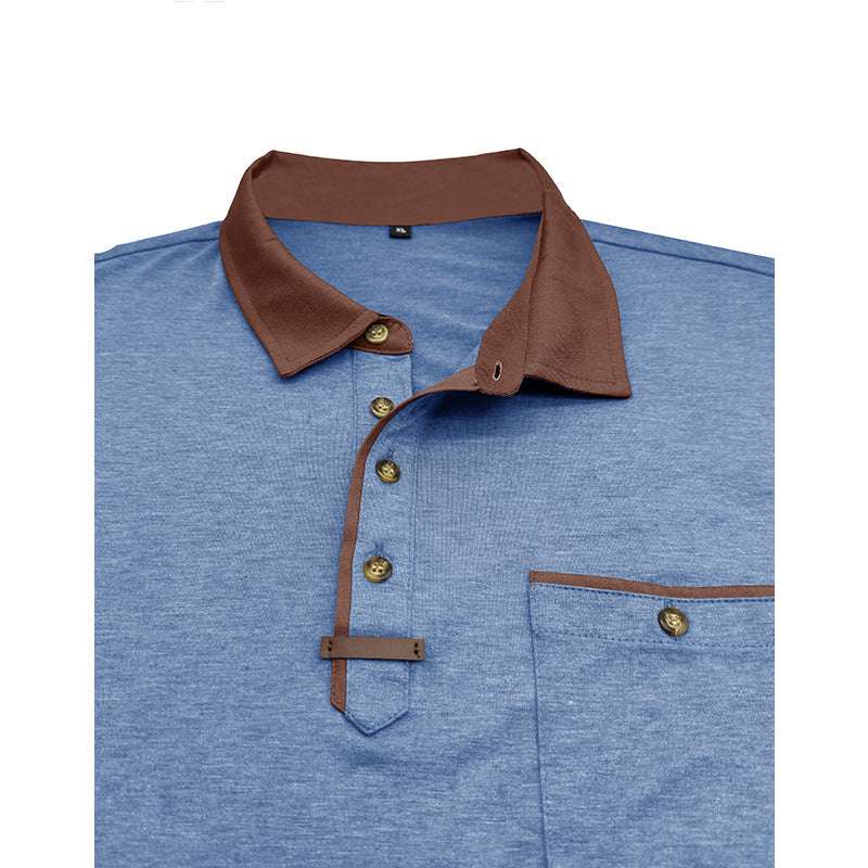 Herren Langarm-Henley-Shirt mit kontrastierendem Kragen und praktischer Brusttasche Echoarchiv