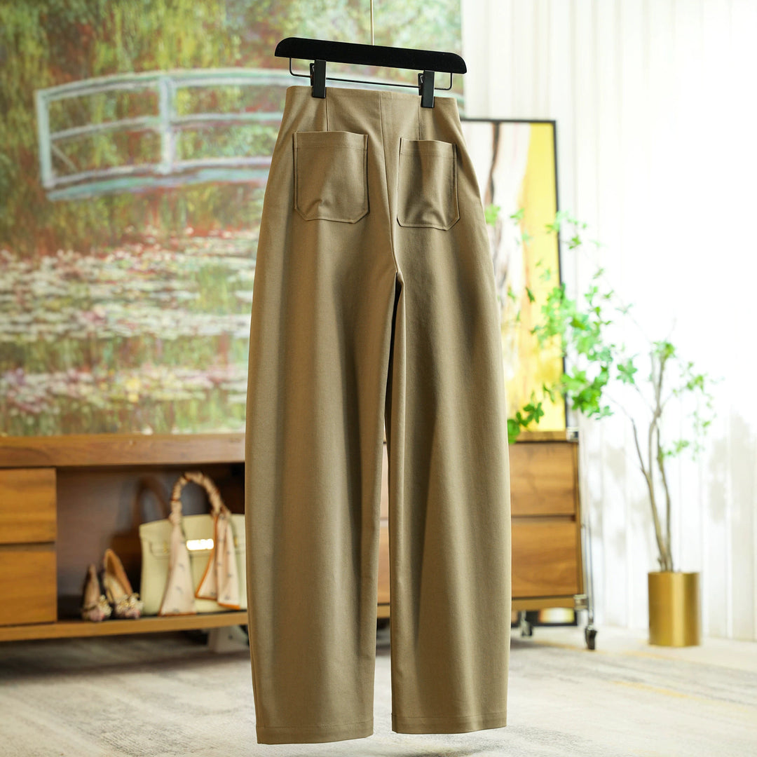 Damen Elegante und bequeme, hoch taillierte Stoffhose Echoarchiv