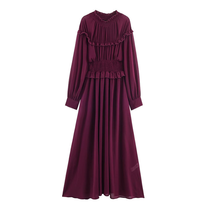 Damen Maxikleid mit voluminösen Rüschendetails und schmalem Gürtel Echo Archiv