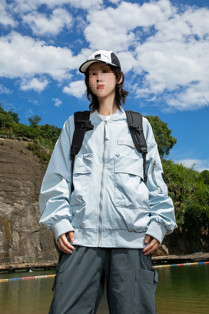 Damen Oversize Multifunktionale Field-Bomberjacke mit Cargo-Taschen & gerippten Bündchen Echoarchiv