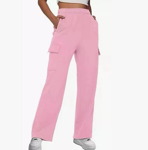 Damen nan gerade geschnittene Cargo-Sweathose mit hoher Taille und aufgesetzten Taschen Echo Archiv