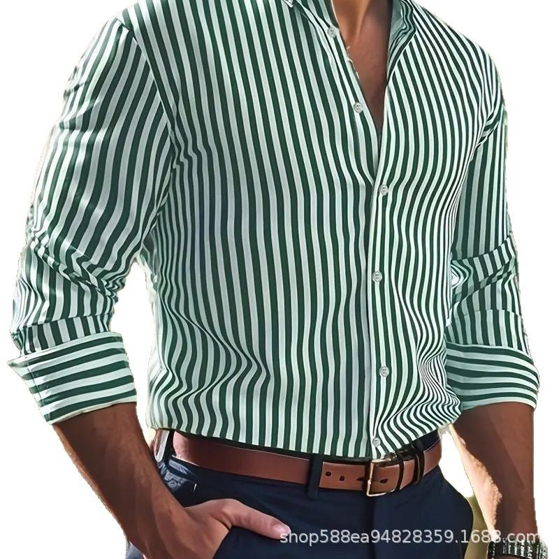 Herren Elegantes Langarm Hemd mit feinem Streifenmuster Echoarchiv