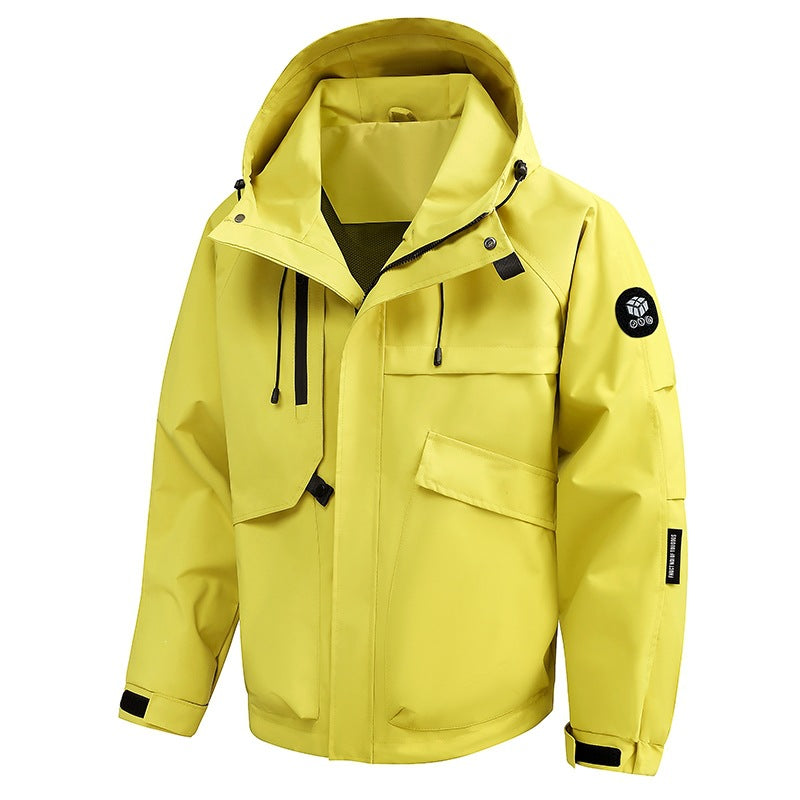 Herren Wasserabweisende Utility-Outdoorjacke mit Kapuze, Mehrfachtaschen & verstellbaren Manschetten Echoarchiv