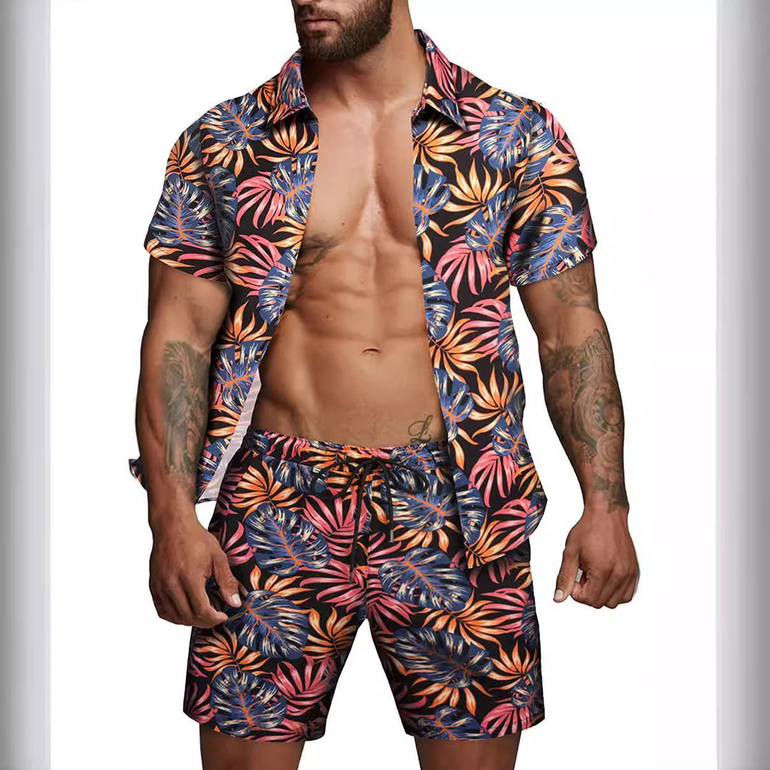 Herren kurzärmliges Hemd und Badeshorts Set Echoarchiv