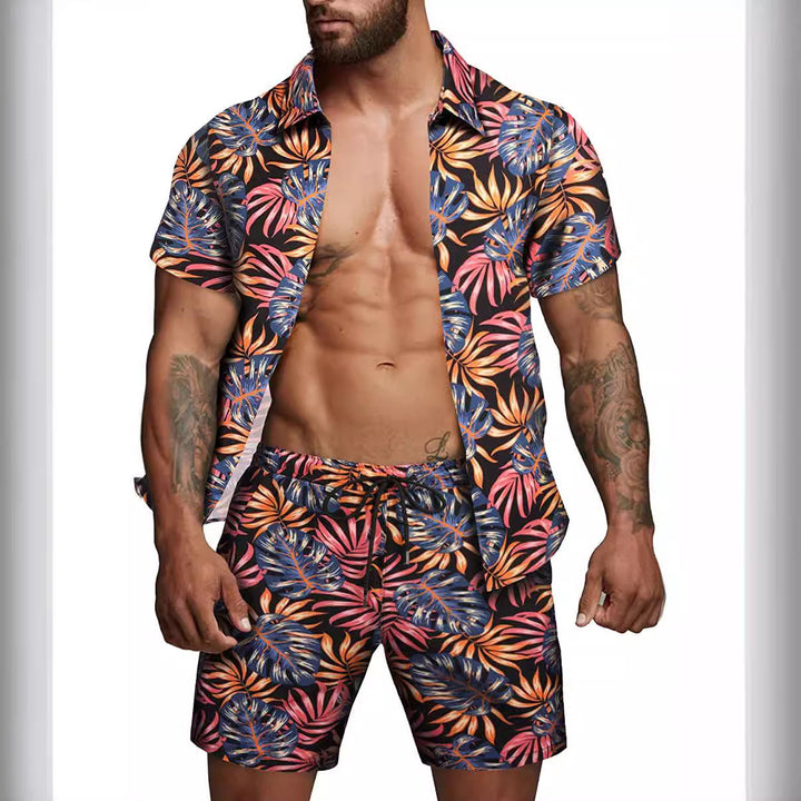 Herren kurzärmliges Hemd und Badeshorts Set Echoarchiv