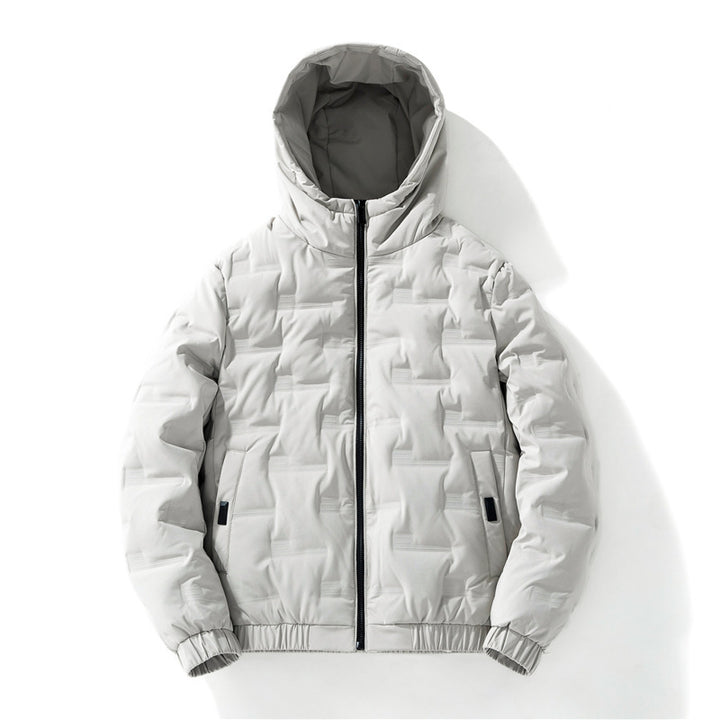 Herren nan isolierende Kapuzen-Steppjacke mit geprägtem Quadratmuster und elastischen Bündchen Echo Archiv