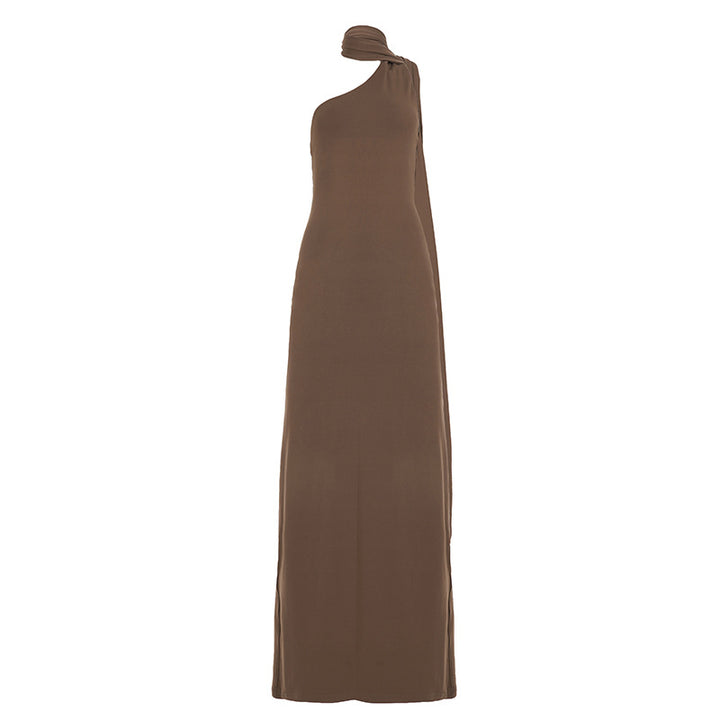 Damen langes Wickelkleid mit asymmetrischem Ausschnitt und eleganter Schal-Detail Echo Archiv