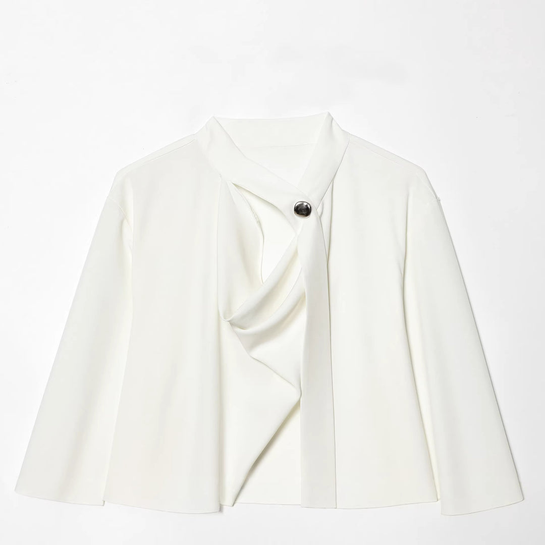 Damen nan schluppenbluse mit drapierter Knotenfront und breiten Manschetten Echo Archiv