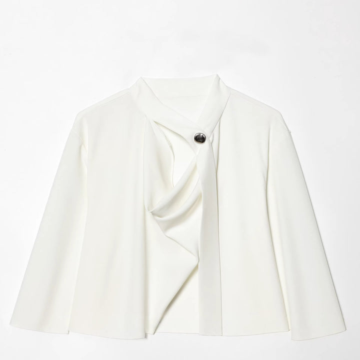 Damen nan schluppenbluse mit drapierter Knotenfront und breiten Manschetten Echo Archiv