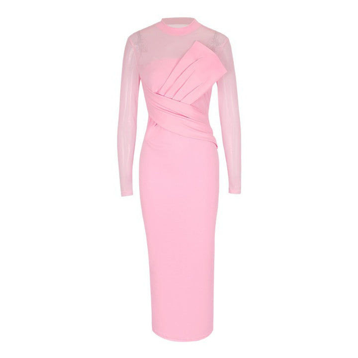 Damen Elegantes Langarm-Midi-Kleid mit raffinierter Drapierung und figurbetonter Silhouette Echo Archiv