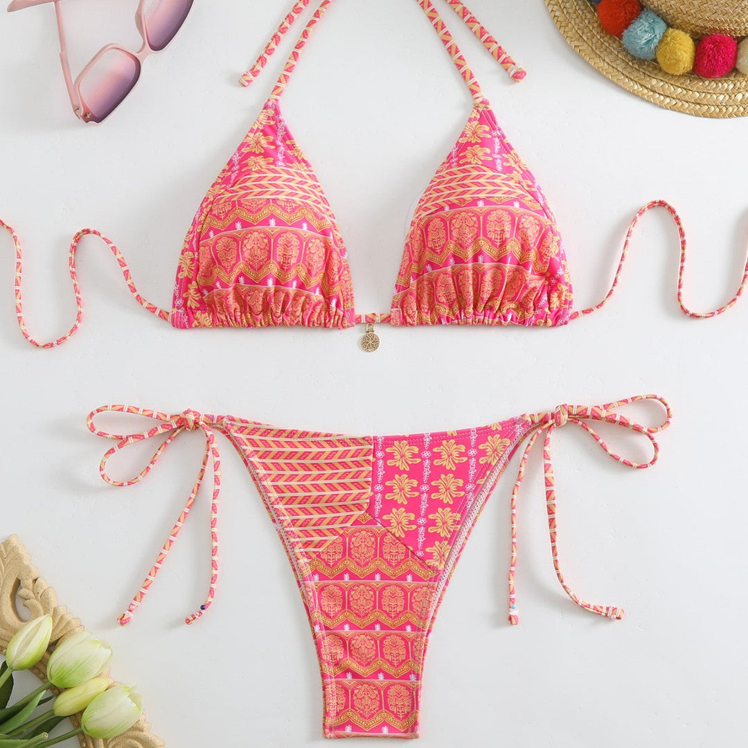 Damen Triangel-Bikini-Set mit verspieltem Blumenmuster Echoarchiv