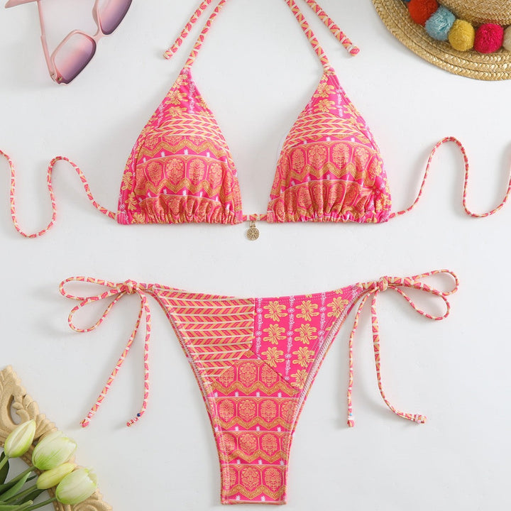 Damen Triangel-Bikini-Set mit verspieltem Blumenmuster Echoarchiv