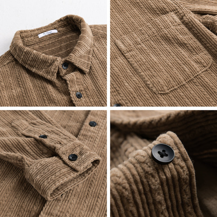 Herren Cord-Overshirt mit markanter Rippenstruktur und Brusttasche Echoarchiv