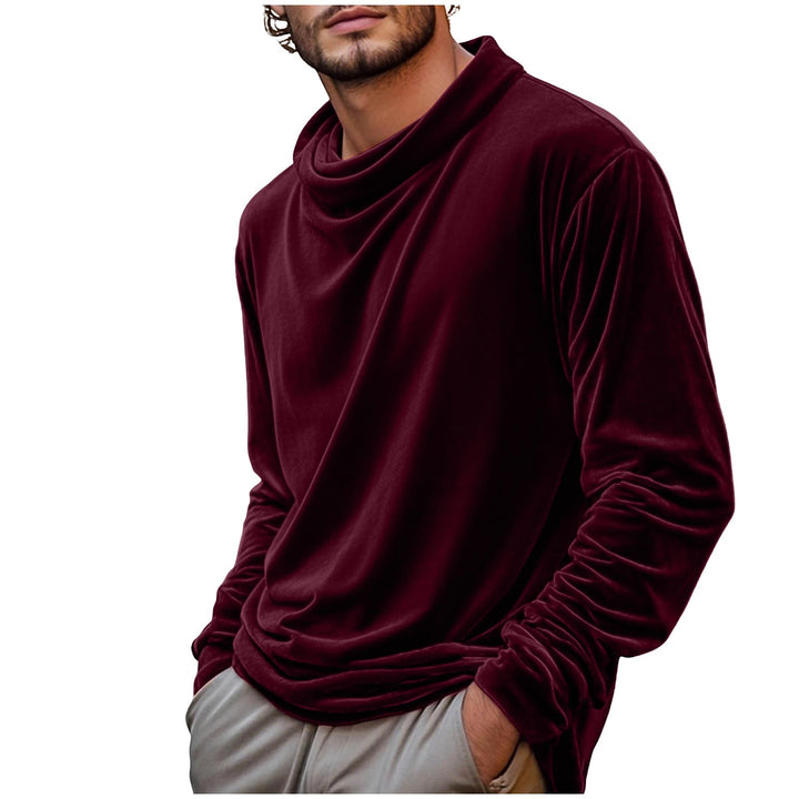 Herren Samt-Langarmshirt mit Schalkragen – Marzano